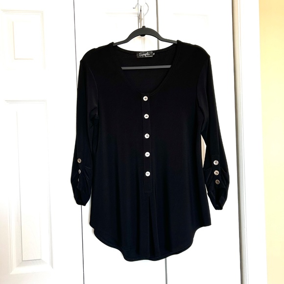 Sympli Unity Henley Tunic Black/Silver Buttons Size 10 - Picture 6 of 14